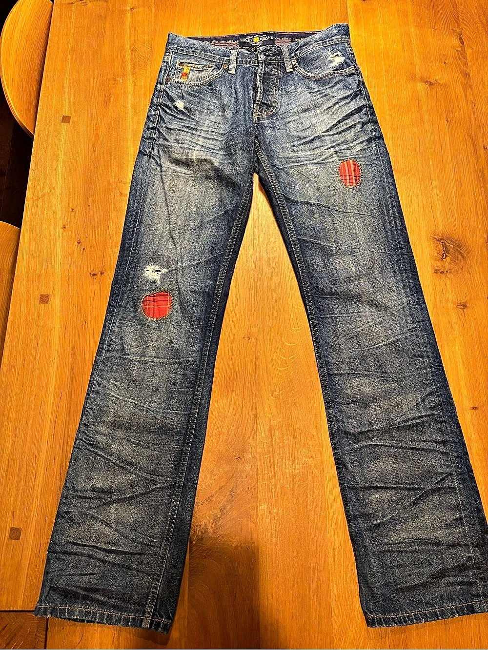 Lucky Brand Original 221 Slim Straight Men’s Distressed Jeans Blue Waist 28 x 32